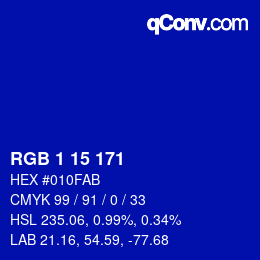 Color code: RGB 1 15 171 | qconv.com