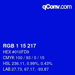 Color code: RGB 1 15 217 | qconv.com