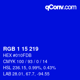 Color code: RGB 1 15 219 | qconv.com