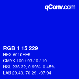 Color code: RGB 1 15 229 | qconv.com