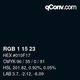 颜色代码: RGB 1 15 23 | qconv.com