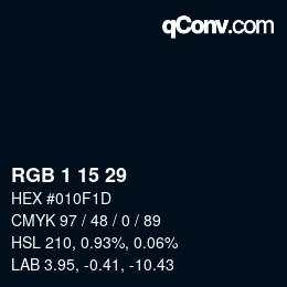 Color code: RGB 1 15 29 | qconv.com