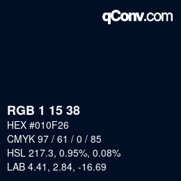カラーコード: RGB 1 15 38 | qconv.com
