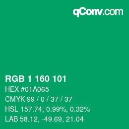 Color code: RGB 1 160 101 | qconv.com