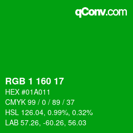 Color code: RGB 1 160 17 | qconv.com