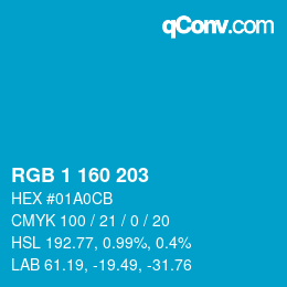 Color code: RGB 1 160 203 | qconv.com