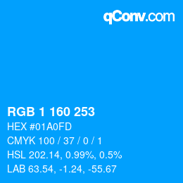 Color code: RGB 1 160 253 | qconv.com
