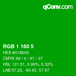 カラーコード: RGB 1 160 5 | qconv.com