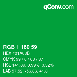 Color code: RGB 1 160 59 | qconv.com