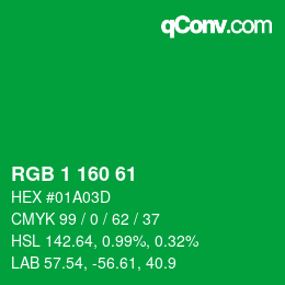 Color code: RGB 1 160 61 | qconv.com