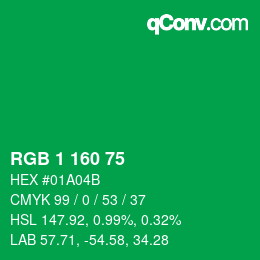 Color code: RGB 1 160 75 | qconv.com