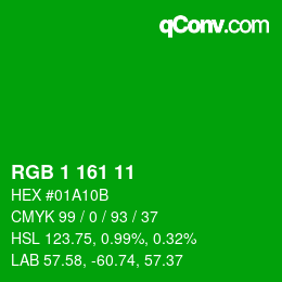 Color code: RGB 1 161 11 | qconv.com