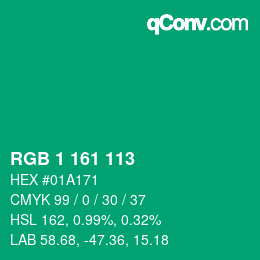 カラーコード: RGB 1 161 113 | qconv.com