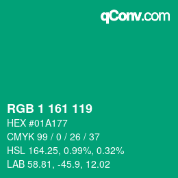 カラーコード: RGB 1 161 119 | qconv.com