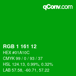 Color code: RGB 1 161 12 | qconv.com