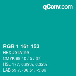 カラーコード: RGB 1 161 153 | qconv.com