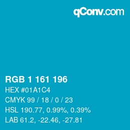 Color code: RGB 1 161 196 | qconv.com