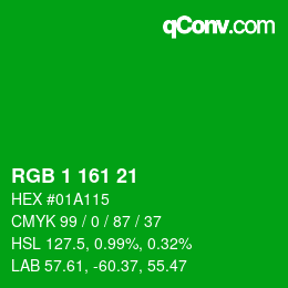 Color code: RGB 1 161 21 | qconv.com