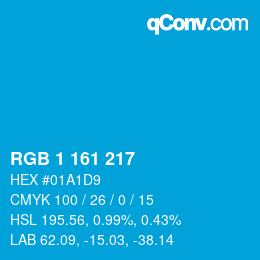 Color code: RGB 1 161 217 | qconv.com