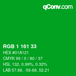 Color code: RGB 1 161 33 | qconv.com