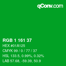 Color code: RGB 1 161 37 | qconv.com