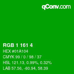 Color code: RGB 1 161 4 | qconv.com