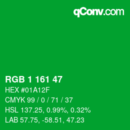 Color code: RGB 1 161 47 | qconv.com