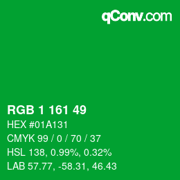 Color code: RGB 1 161 49 | qconv.com