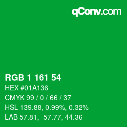Color code: RGB 1 161 54 | qconv.com