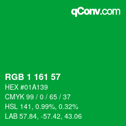 カラーコード: RGB 1 161 57 | qconv.com