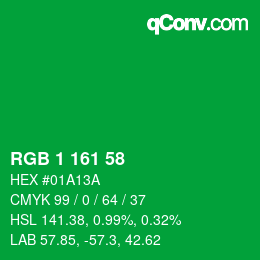 Color code: RGB 1 161 58 | qconv.com