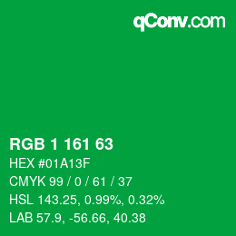 Color code: RGB 1 161 63 | qconv.com