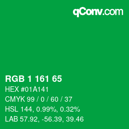 Color code: RGB 1 161 65 | qconv.com