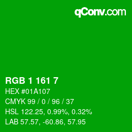 Color code: RGB 1 161 7 | qconv.com
