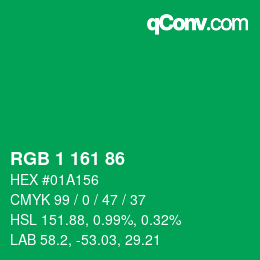 Color code: RGB 1 161 86 | qconv.com
