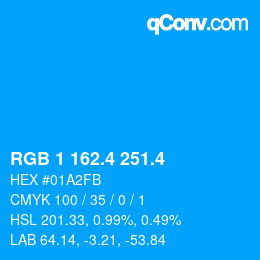 カラーコード: RGB 1 162.4 251.4 | qconv.com