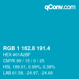 カラーコード: RGB 1 162.8 191.4 | qconv.com