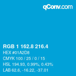 カラーコード: RGB 1 162.8 216.4 | qconv.com