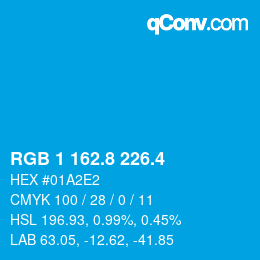 カラーコード: RGB 1 162.8 226.4 | qconv.com