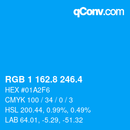 カラーコード: RGB 1 162.8 246.4 | qconv.com