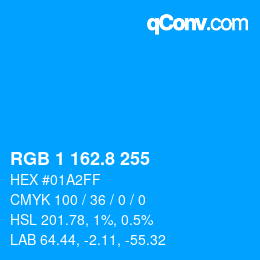 カラーコード: RGB 1 162.8 255 | qconv.com
