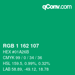 Color code: RGB 1 162 107 | qconv.com