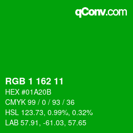 Color code: RGB 1 162 11 | qconv.com