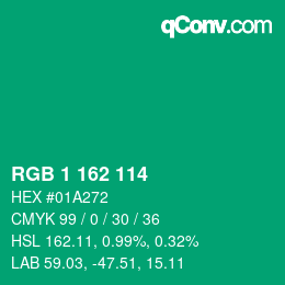 Color code: RGB 1 162 114 | qconv.com