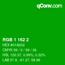 Color code: RGB 1 162 2 | qconv.com