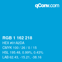 Color code: RGB 1 162 218 | qconv.com