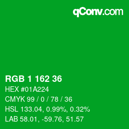 Color code: RGB 1 162 36 | qconv.com