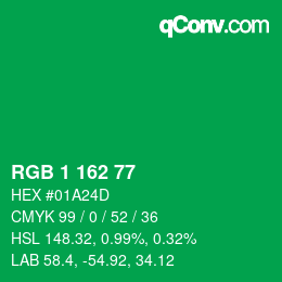 Color code: RGB 1 162 77 | qconv.com