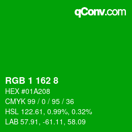 Color code: RGB 1 162 8 | qconv.com