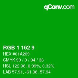 Color code: RGB 1 162 9 | qconv.com